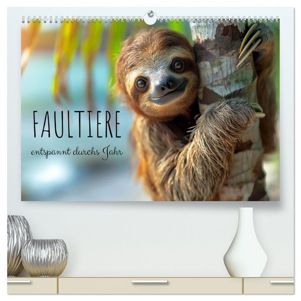Faultiere - entspannt durchs Jahr (hochwertiger Premium Wandkalender 2027 DIN A2 quer) Kunstdruck in Hochglanz