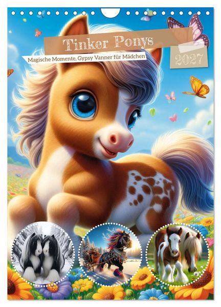Tinker Ponys - Magische Momente Gypsy Vanner für Mädchen (Wandkalender 2027 DIN A4 hoch) CALVENDO Monatskalender
