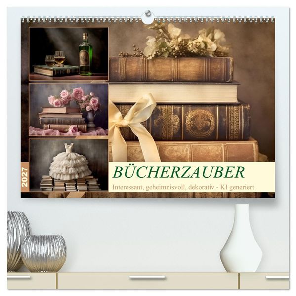 Bücherzauber (hochwertiger Premium Wandkalender 2027 DIN A2 quer) Kunstdruck in Hochglanz