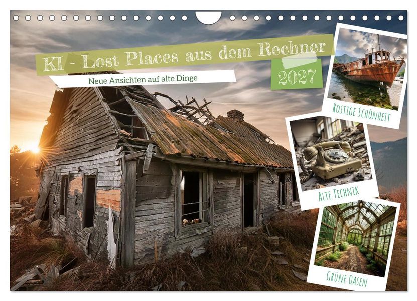 KI - Lost Places aus dem Rechner (Wandkalender 2027 DIN A4 quer) CALVENDO Monatskalender