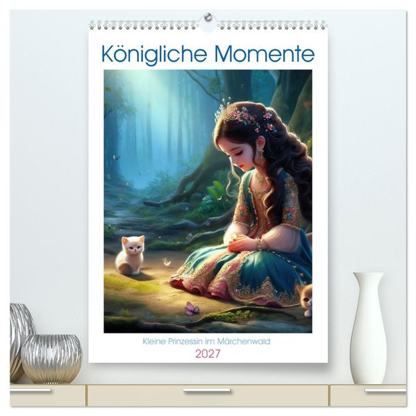 Königliche Momente - Kleine Prinzessin im Märchenwald (hochwertiger Premium Wandkalender 2027 DIN A2 hoch) Kunstdruck in Hochglanz