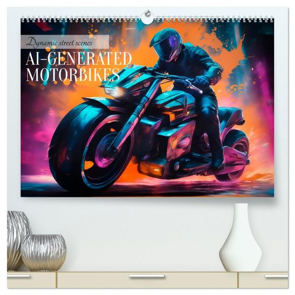 DYNAMIC STREET SCENES AI-generated motorbikes (High Quality Premium Wall Calendar 2027 DIN A2 landscape)CALVENDO 12 Month Wall Calendar