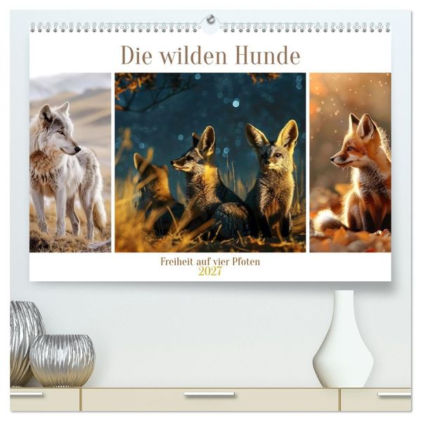 Die wilden Hunde (hochwertiger Premium Wandkalender 2027 DIN A2 quer) Kunstdruck in Hochglanz