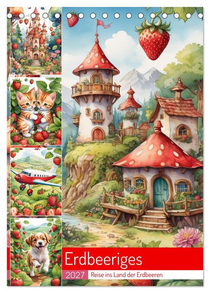 Erdbeeriges - Reise ins Land der Erdbeeren (Tischkalender 2027 DIN A5 hoch) CALVENDO Monatskalender
