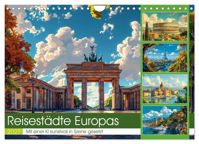 Reisestädte Europas (Wandkalender 2027 DIN A4 quer) CALVENDO Monatskalender