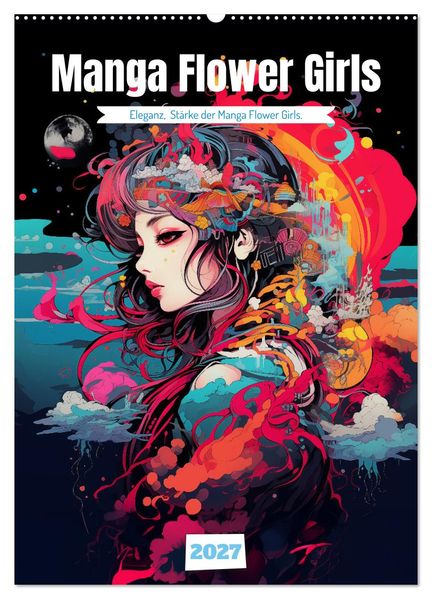 Manga Flower Girls (Wandkalender 2027 DIN A2 hoch) CALVENDO Monatskalender