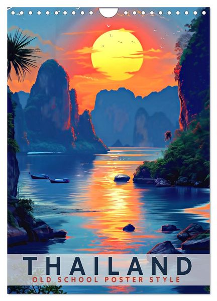 Thailand - Old School Poster Style (Wandkalender 2027 DIN A4 hoch) CALVENDO Monatskalender