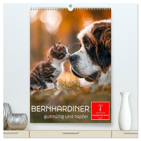 Bernhardiner - gutmütig und tapfer (hochwertiger Premium Wandkalender 2027 DIN A2 hoch) Kunstdruck in Hochglanz