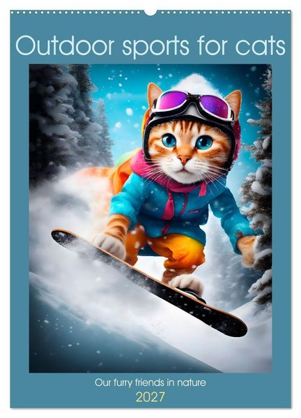 Outdoor sports for cats (Wall Calendar 2027 DIN A2 portrait) CALVENDO 12 Month Wall Calendar