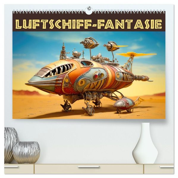 Luftschiff-Fantasie (hochwertiger Premium Wandkalender 2027 DIN A2 quer) Kunstdruck in Hochglanz