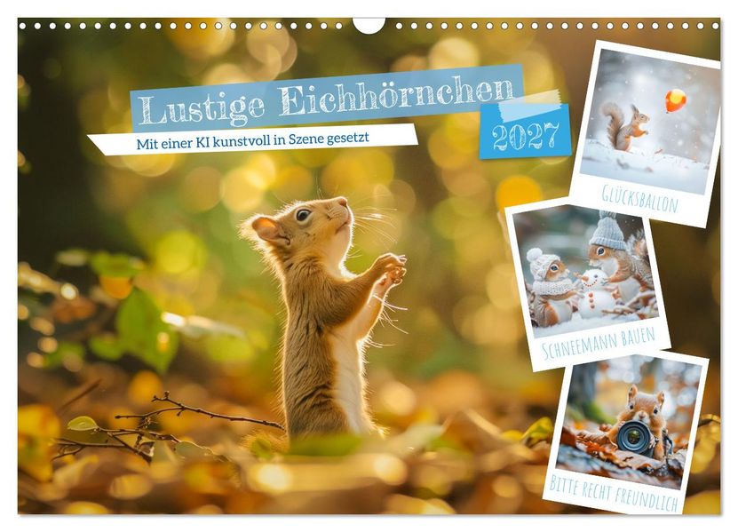 Lustige Eichhörnchen (Wandkalender 2027 DIN A3 quer) CALVENDO Monatskalender