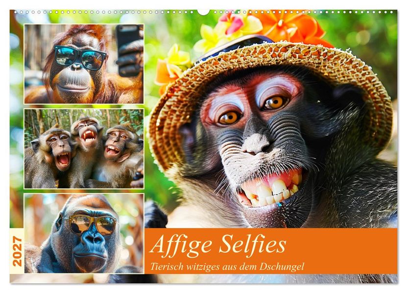 Affige Selfies. Tierisch witziges aus dem Dschungel (Wandkalender 2027 DIN A2 quer) CALVENDO Monatskalender
