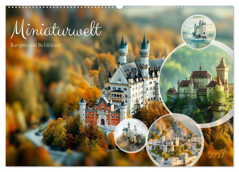 Miniaturwelt Burgen und Schlösser (Wandkalender 2027 DIN A2 quer) CALVENDO Monatskalender