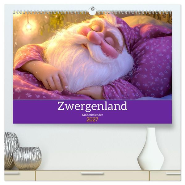 Zwergenland - Kinderkalender (hochwertiger Premium Wandkalender 2027 DIN A2 quer) Kunstdruck in Hochglanz