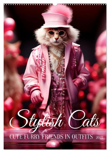 Stylish cats (Wall Calendar 2027 DIN A2 portrait) CALVENDO 12 Month Wall Calendar