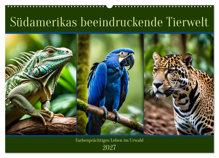 Südamerikas beeindruckende Tierwelt (Wandkalender 2027 DIN A2 quer) CALVENDO Monatskalender