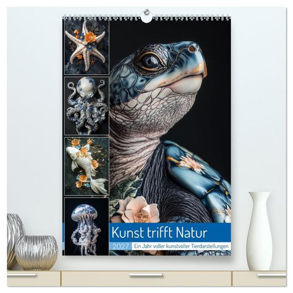 Kunst trifft Natur (hochwertiger Premium Wandkalender 2027 DIN A2 hoch) Kunstdruck in Hochglanz
