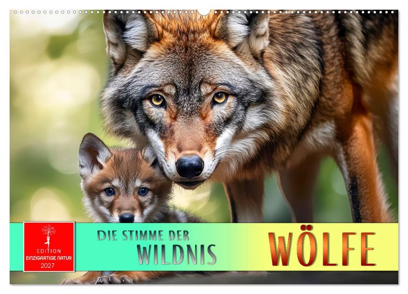 Wölfe - die Stimme der Wildnis (Wandkalender 2027 DIN A2 quer) CALVENDO Monatskalender