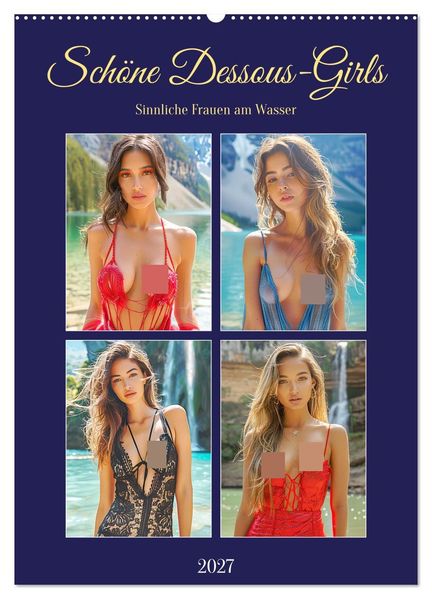 Schöne Dessous-Girls. Sinnliche Frauen am Wasser (Wandkalender 2027 DIN A2 hoch) CALVENDO Monatskalender