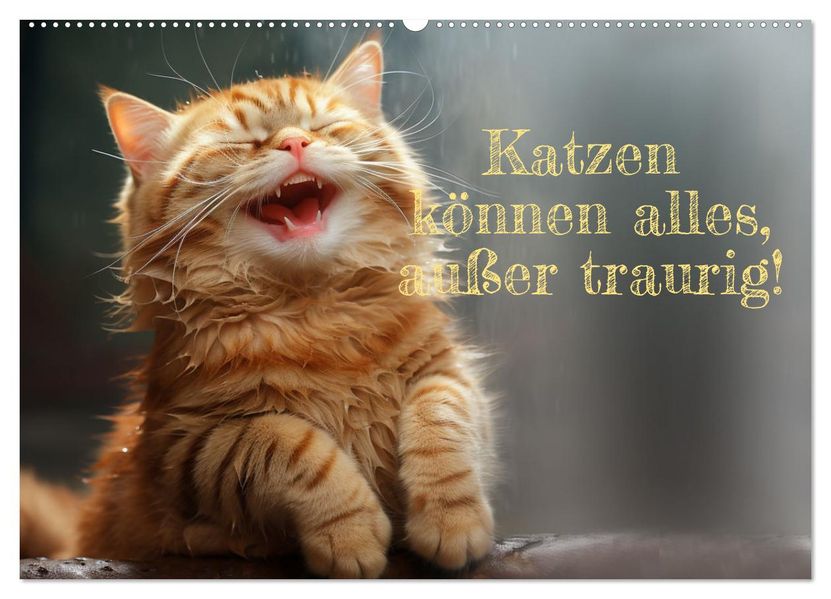 Katzen können alles außer traurig. (Wandkalender 2027 DIN A2 quer) CALVENDO Monatskalender