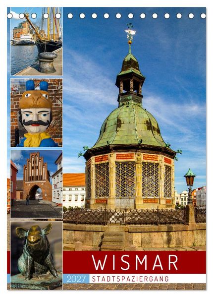 Wismar - Stadtspaziergang (Tischkalender 2027 DIN A5 hoch) CALVENDO Monatskalender