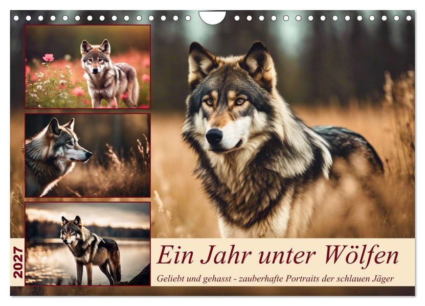Ein Jahr unter Wölfen (Wandkalender 2027 DIN A4 quer) CALVENDO Monatskalender
