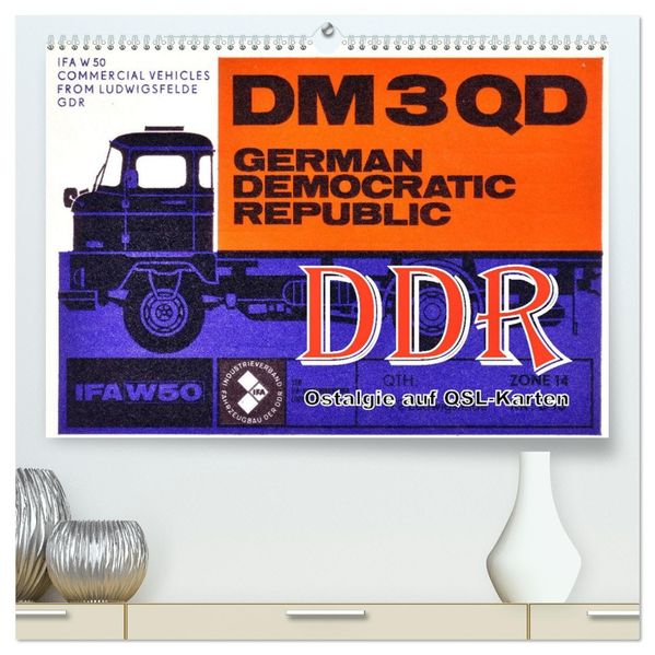 DDR - Ostalgie auf QSL-Karten (hochwertiger Premium Wandkalender 2027 DIN A2 quer) Kunstdruck in Hochglanz