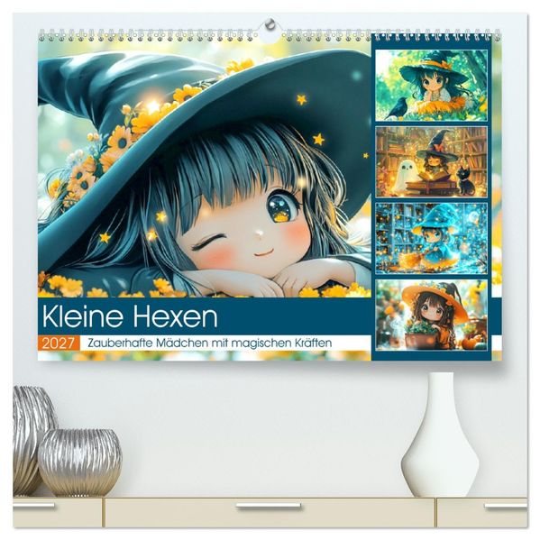 Kleine Hexen. Zauberhafte Mädchen mit magischen Kräften (hochwertiger Premium Wandkalender 2027 DIN A2 quer) Kunstdruck in Hochglanz
