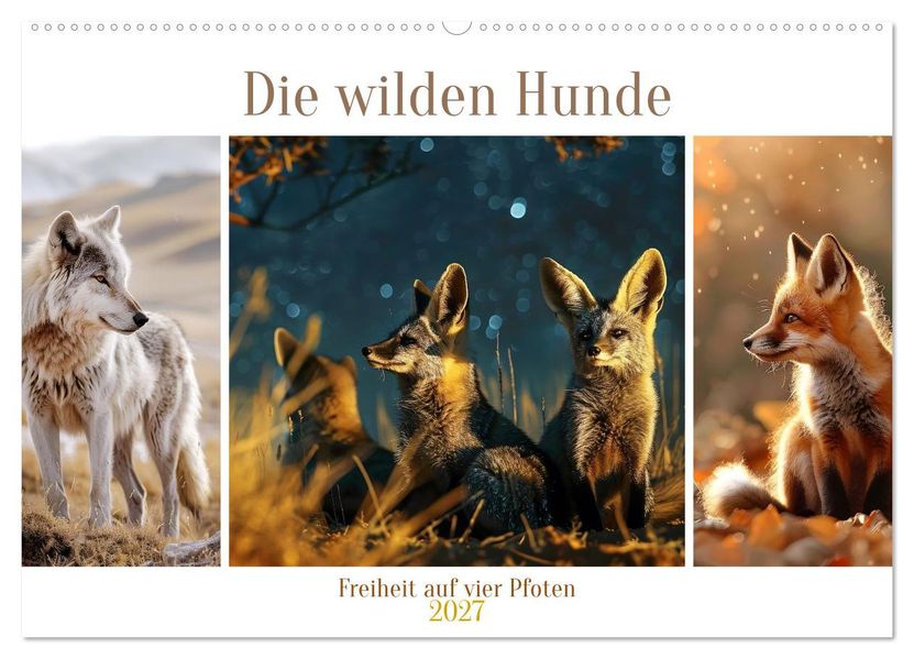 Die wilden Hunde (Wandkalender 2027 DIN A2 quer) CALVENDO Monatskalender