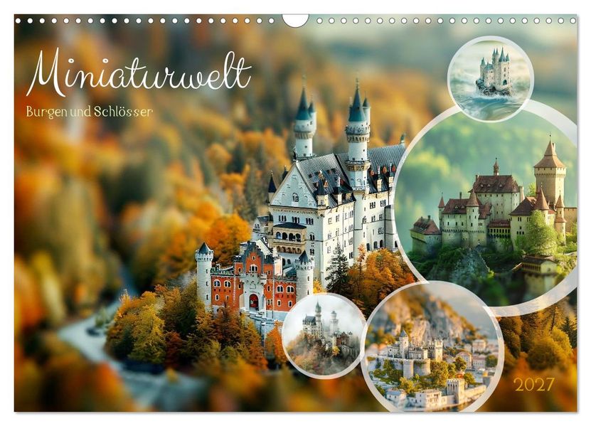 Miniaturwelt Burgen und Schlösser (Wandkalender 2027 DIN A3 quer) CALVENDO Monatskalender