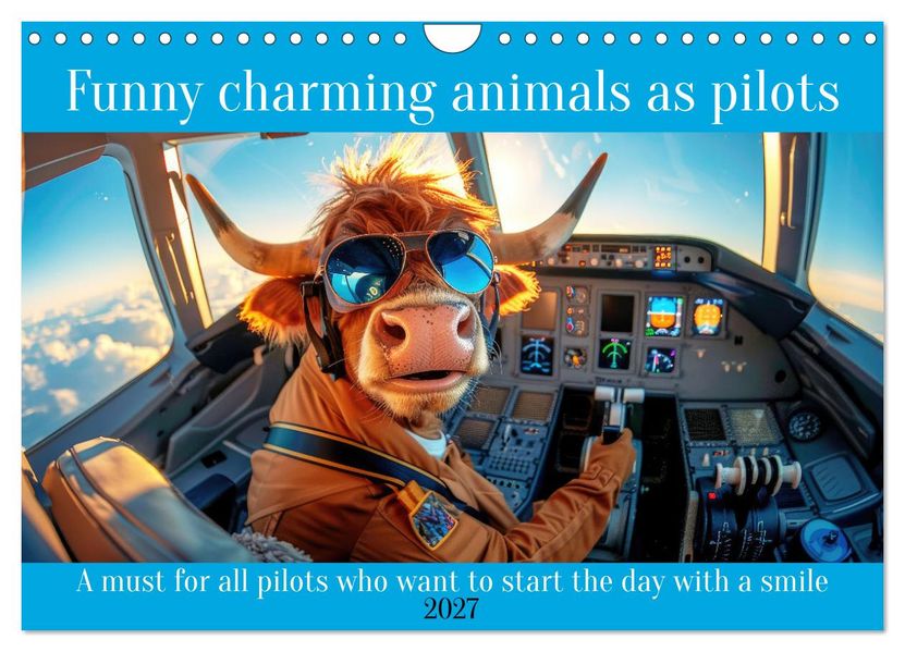 Funny charming animals as pilots (Wall Calendar 2027 DIN A4 landscape) CALVENDO 12 Month Wall Calendar