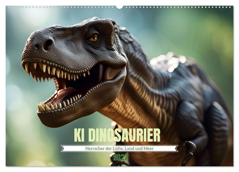 KI Dinosaurier - Herrscher der Lüfte Land und Meer (Wandkalender 2027 DIN A2 quer) CALVENDO Monatskalender