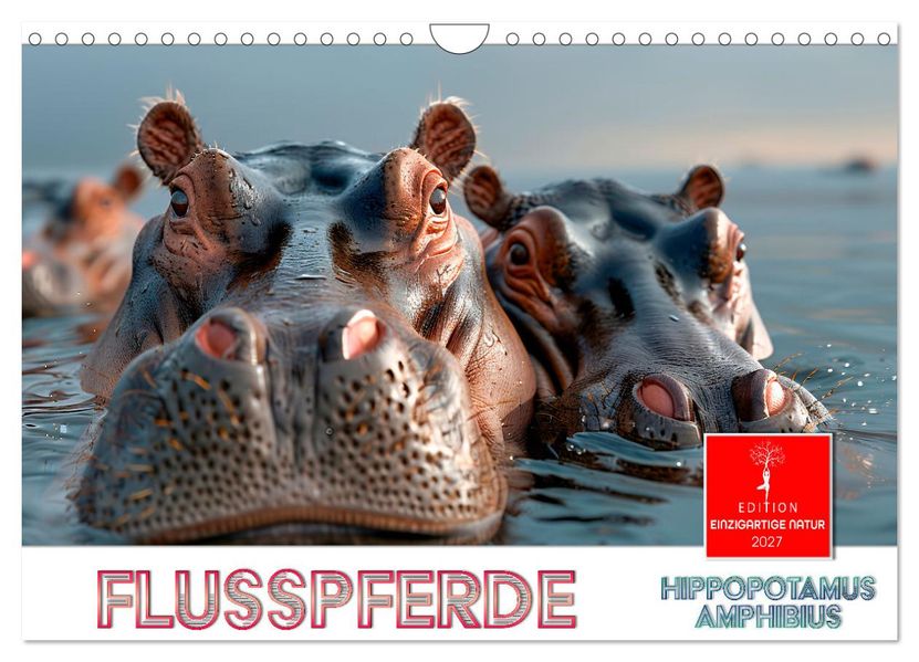 Flusspferde - Hippopotamus amphibius (Wandkalender 2027 DIN A4 quer) CALVENDO Monatskalender