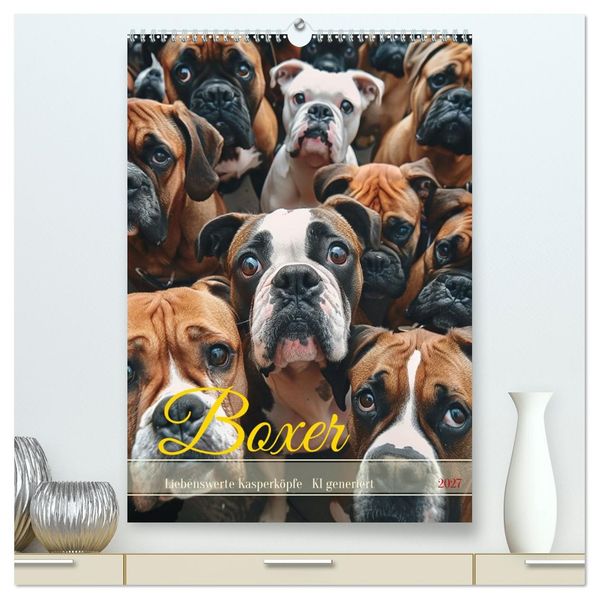 Boxer - Liebenswerte Kasperköpfe (hochwertiger Premium Wandkalender 2027 DIN A2 hoch) Kunstdruck in Hochglanz