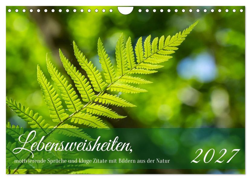 Lebensweisheiten motivierende Sprüche und kluge Zitate mit Bildern der Natur (Wandkalender 2027 DIN A4 quer) CALVENDO Monatskalender