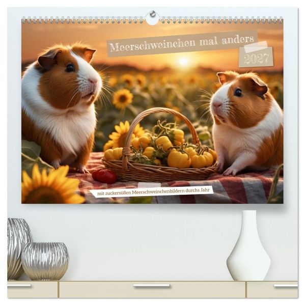Meerschweinchen mal anders! (hochwertiger Premium Wandkalender 2027 DIN A2 quer) Kunstdruck in Hochglanz