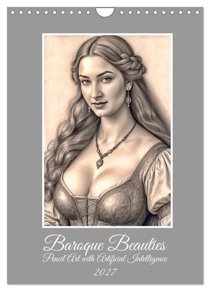 Baroque Beauties Pencil Art with Artificial Intelligence (Wall Calendar 2027 DIN A4 portrait) CALVENDO 12 Month Wall Calendar