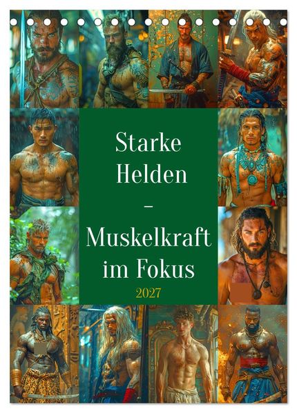 Starke Helden - Muskelkraft im Fokus (Tischkalender 2027 DIN A5 hoch) CALVENDO Monatskalender