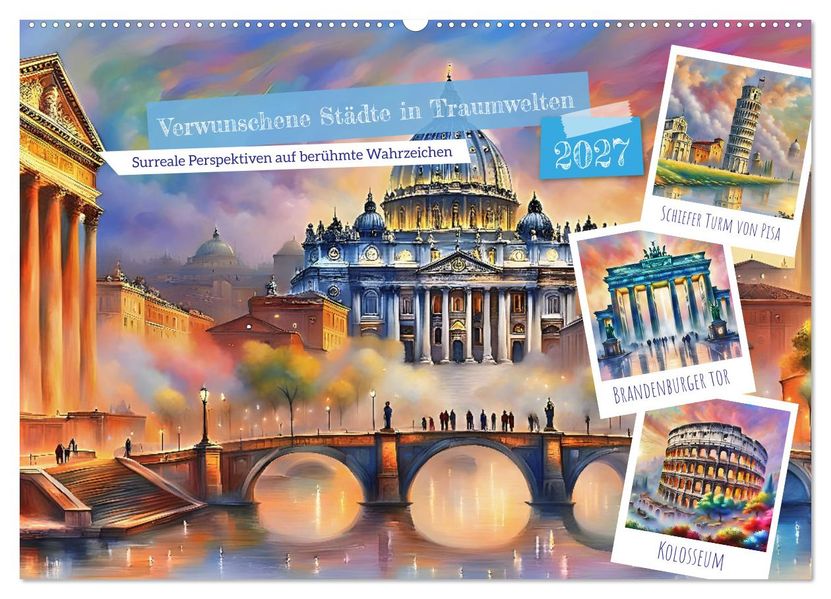 Verwunschene Städte in Traumwelten (Wandkalender 2027 DIN A2 quer) CALVENDO Monatskalender