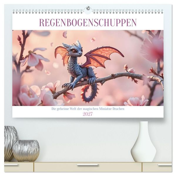 Regenbogenschuppen - Die geheime Welt der magischen Miniatur Drachen (hochwertiger Premium Wandkalender 2027 DIN A2 quer) Kunstdruck in Hochglanz