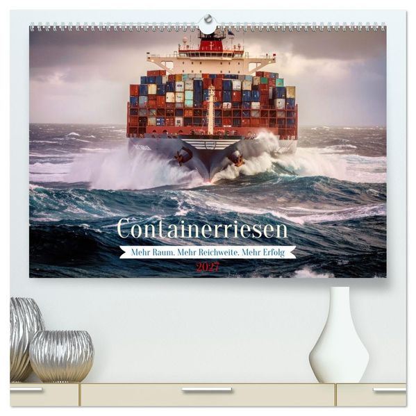 Containerriesen (hochwertiger Premium Wandkalender 2027 DIN A2 quer) Kunstdruck in Hochglanz
