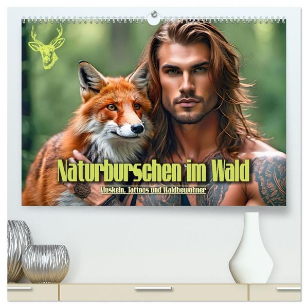 Naturburschen im Wald - Muskeln Tattoos und Waldbewohner (hochwertiger Premium Wandkalender 2027 DIN A2 quer) Kunstdruck in Hochglanz