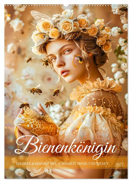 Bienenkönigin - Goldene Harmonie von Schönheit Honig und Bienen (Wandkalender 2027 DIN A2 hoch) CALVENDO Monatskalender