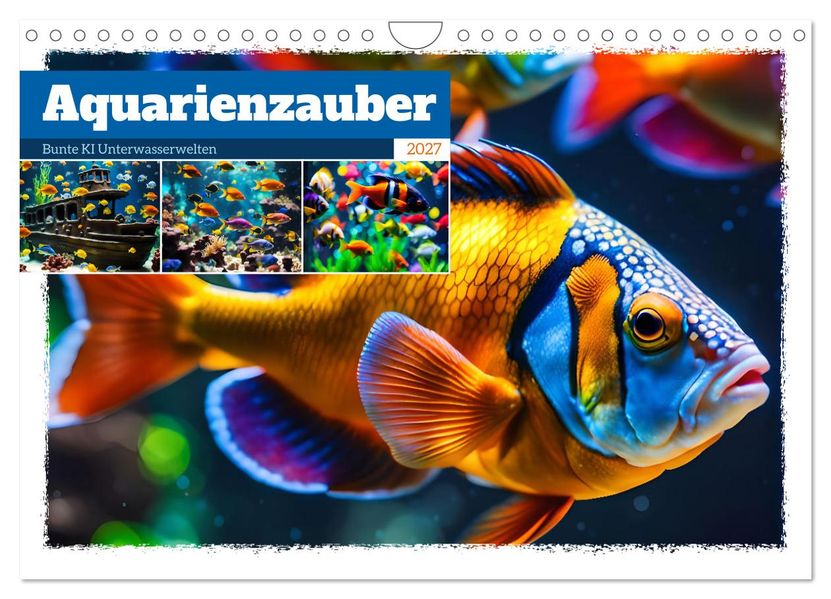Aquarienzauber - Bunte KI Unterwasserwelten (Wandkalender 2027 DIN A4 quer) CALVENDO Monatskalender