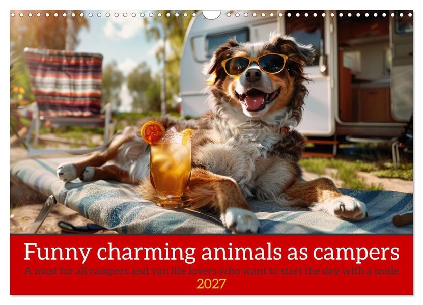 Funny charming animals as campers (Wall Calendar 2027 DIN A3 landscape) CALVENDO 12 Month Wall Calendar