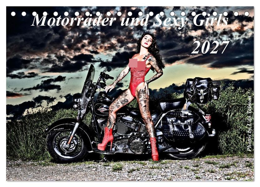 Motorräder und Sexy Girls (Tischkalender 2027 DIN A5 quer) CALVENDO Monatskalender