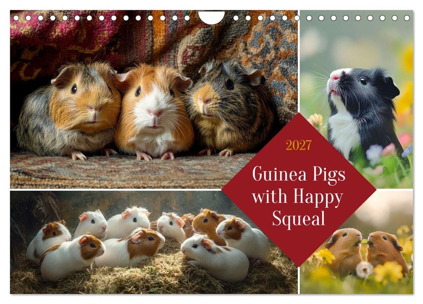 Guinea Pigs with Happy Squeal (Wall Calendar 2027 DIN A4 landscape) CALVENDO 12 Month Wall Calendar