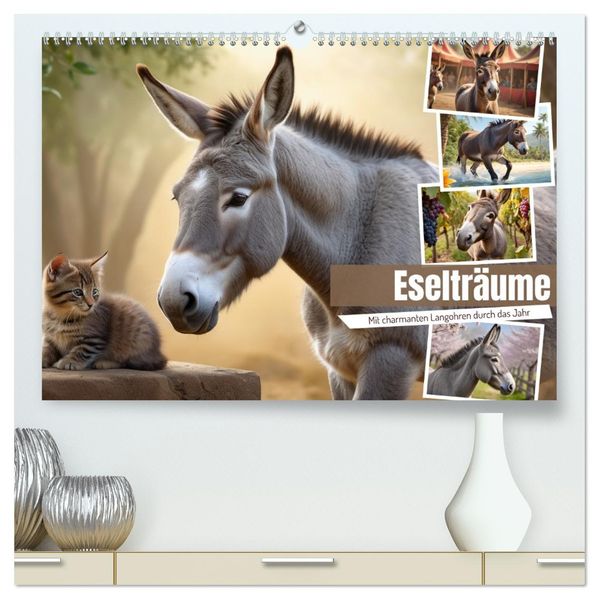 Eselträume (hochwertiger Premium Wandkalender 2027 DIN A2 quer) Kunstdruck in Hochglanz