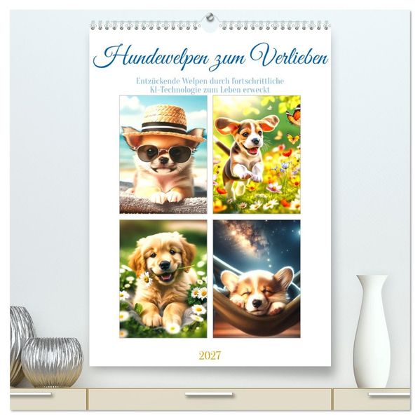 Hundewelpen zum Verlieben (hochwertiger Premium Wandkalender 2027 DIN A2 hoch) Kunstdruck in Hochglanz