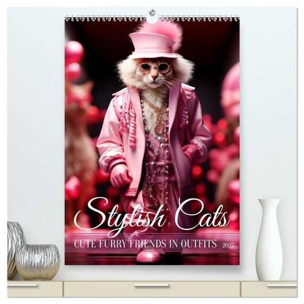 Stylish cats (High Quality Premium Wall Calendar 2027 DIN A2 portrait)CALVENDO 12 Month Wall Calendar
